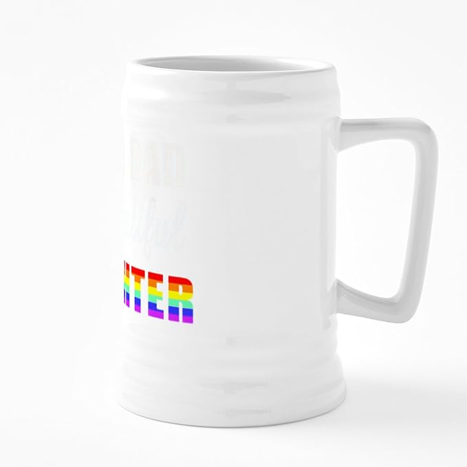 CafePress Гордый отец, ЛГБТ-дочь, лесбиянка, 25 унций, керамическая пивная кружка
