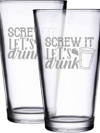 Набор из 2 бокалов Hat Shark Screw It Lets Drink с лазерной гравировкой для пива объемом 16 унций.