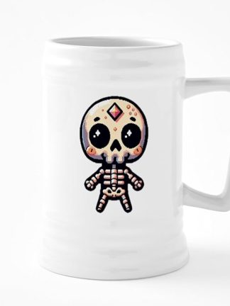 Керамическая пивная кружка CafePress Pixel Skeleton объемом 25 унций.