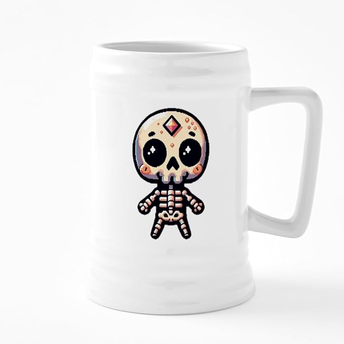 Керамическая пивная кружка CafePress Pixel Skeleton объемом 25 унций.