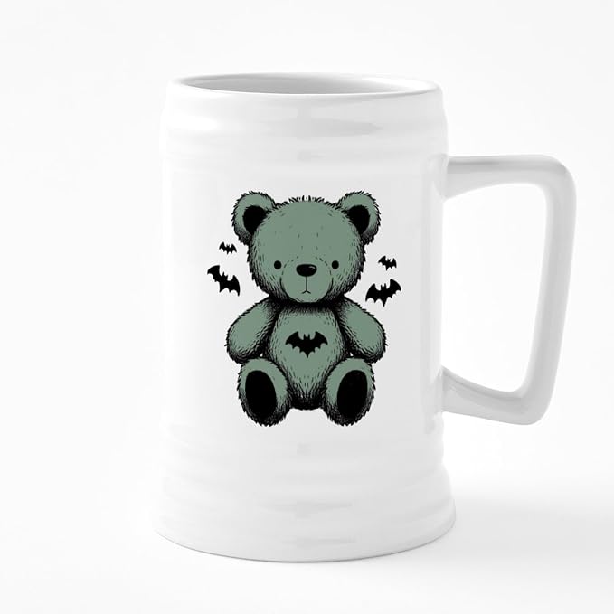 Керамическая пивная кружка CafePress Batty Bear Green объемом 25 унций.