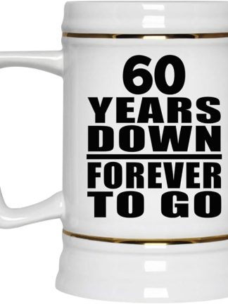 Подарки от Designsify, 60-летний юбилей, 60 лет впереди, керамическая кружка-бокал объемом 22 унции с ручкой для заморозки — подарок на день рождения, Рождество, День матери, День отца, вечеринку, для мужчин, женщин и него.