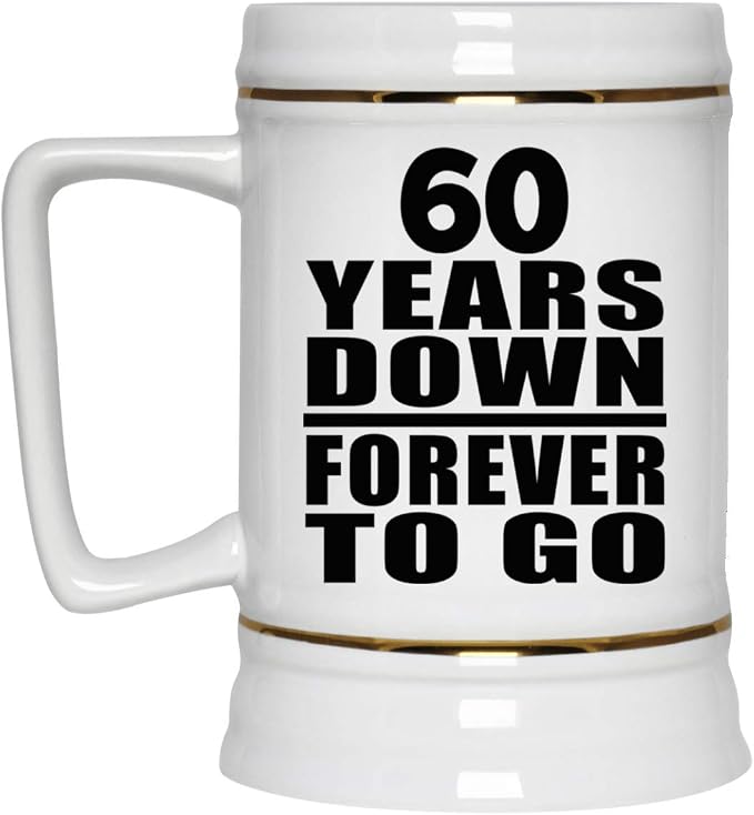 Подарки от Designsify, 60-летний юбилей, 60 лет впереди, керамическая кружка-бокал объемом 22 унции с ручкой для заморозки — подарок на день рождения, Рождество, День матери, День отца, вечеринку, для мужчин, женщин и него.