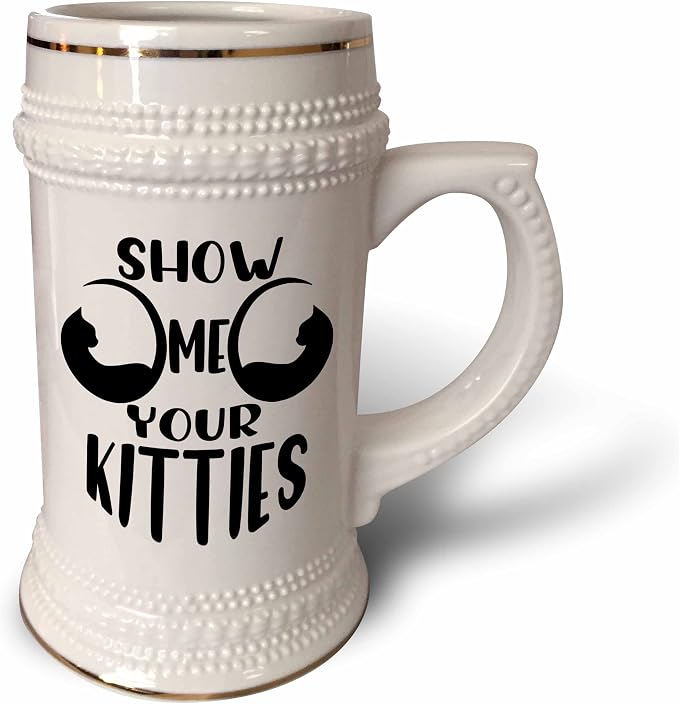 Кружка 3dRose объемом 22 унции - Show Me Your Kitties Black Pun Kittens Slogan Cat Designs