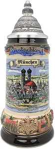 Классическая кружка Zoller & Born Munich Flag объемом 0,75 л, изготовленная в Германии. Коллекционная керамическая пивная кружка с крышкой, немецкого производства.