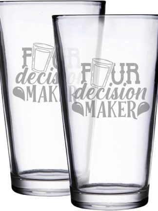Набор из 2 бокалов Hat Shark Pour Decision Maker с лазерной гравировкой для пива объемом 16 унций.