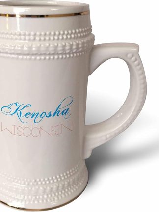 Кружка-барбекю 3dRose 22 унции - Кеноша, Висконсин, патриотическая, декоративная, синяя, красный текст, Alexis Design - Американские города