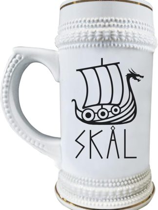 Пивная кружка в стиле викингов - скандинавский корабль викингов Skål, керамическая, 22 унции.
