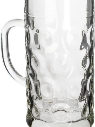 Стеклянная пивная кружка Libbey Oktoberfest, прозрачная, с рельефным рисунком, объем 41 унция (около 1,2 л), можно мыть в посудомойке, прочная ручка, набор из 6 штук.