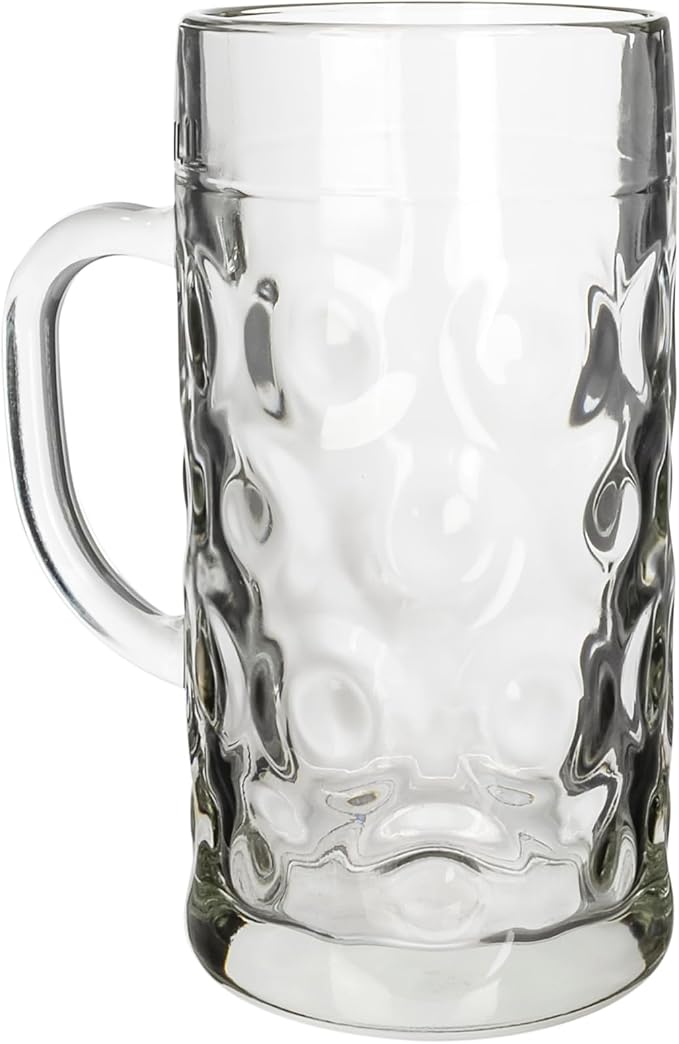 Стеклянная пивная кружка Libbey Oktoberfest, прозрачная, с рельефным рисунком, объем 41 унция (около 1,2 л), можно мыть в посудомойке, прочная ручка, набор из 6 штук.