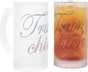 CafePress Bedazzled Trump Chick Frosted Stein 16 oz Frosted Glass Beer Mug