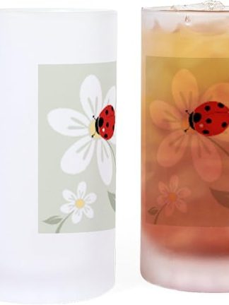 Пивная кружка CafePress Ladybug Frosted Stein объемом 16 унций (473 мл) из матового стекла.