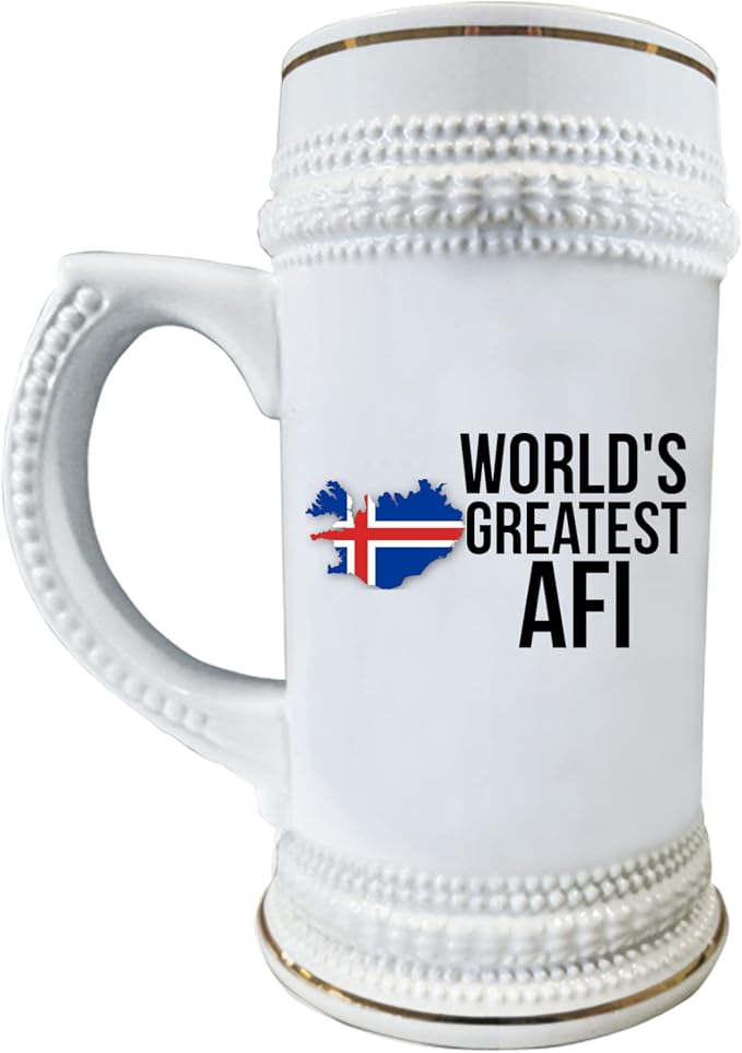 Пивная кружка Afi — Величайший Afi в мире — Оригинальная керамическая пивная кружка для исландских дедушек, 22 унции.