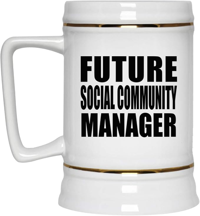 Designsify Gifts, Future Social Community Manager, керамическая кружка-бокал объемом 22 унции с ручкой для заморозки — подарок на день рождения, годовщину, Рождество, День матери, День отца, вечеринку, для мужчин, женщин и него.