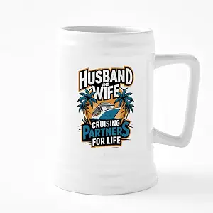 CafePress Муж и жена — партнеры по круизам на всю жизнь. Керамическая пивная кружка объемом 25 унций.