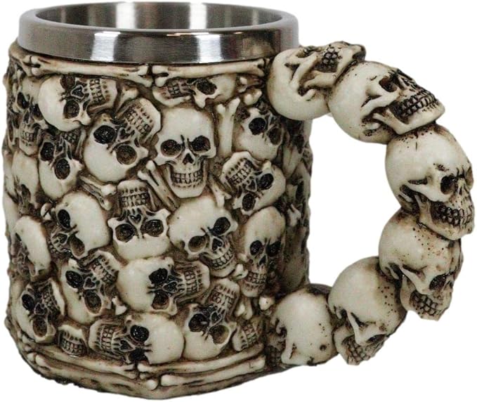 Кружка Ebros Gift Ossuary Heaps of Skulls And Bones Graveyard Mug Beer Stein Tankard Coffee Cup For Drinking 12oz Alchemy Macabre Wizards And Druids Myths And Legends Themelty Novelty