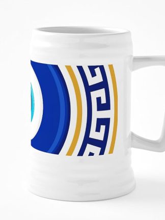CafePress Греческая пивная кружка Mati с изображением сглаза, 4 шт., 740 мл, керамическая.