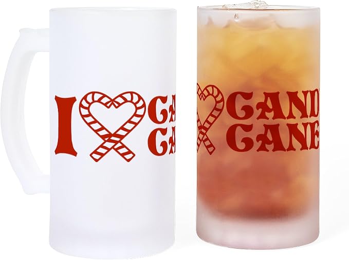 CafePress I Love Candy Canes Frosted Stein 16 oz Frosted Glass Beer Mug