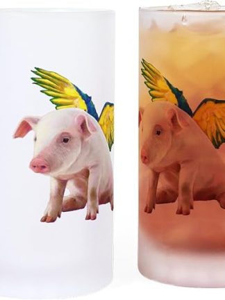 Пивная кружка CafePress Pigs Fly Frosted Stein объемом 16 унций (473 мл) из матового стекла.