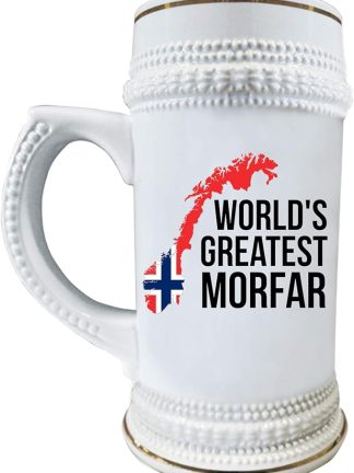 Норвежская пивная кружка - Лучшая в мире керамическая кружка Morfar с норвежским флагом для дедушек