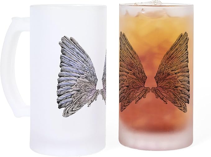 Пивная кружка CafePress Wings Frosted Stein объемом 16 унций (473 мл) из матового стекла.