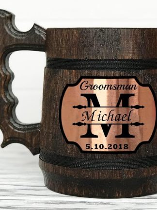 Персонализированная кружка для шаферов, персонализированная кружка для свидетеля, деревянная пивная кружка, персонализированный свадебный подарок, подарок жениху, подарок шаферу, кружка на заказ. Свадебный подарок № 114/0,6 л / 22 унции