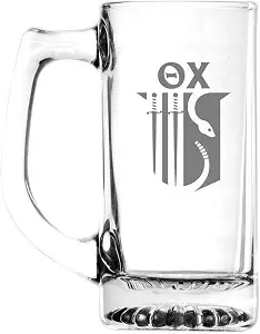 Кружка Greekgear Theta Chi из стекла с гравировкой, объемом 25 унций.