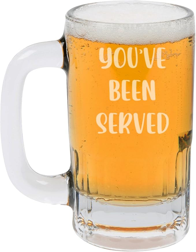 Пивная кружка объемом 355 мл (12 унций) в подарок. Надпись «You've Been Served» (Вас обслужили). Забавная надпись для выпускника юридического факультета, юриста или адвоката.