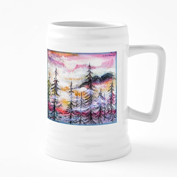 CafePress Пейзаж, красочное искусство! Керамическая пивная кружка объемом 25 унций.