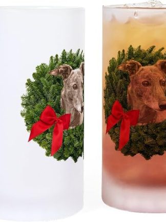Кружка для пива CafePress Greyhound в рождественском венке, матовая, 473 мл.