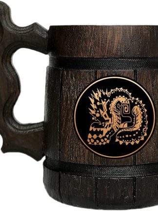 Деревянная пивная кружка MHW Savage Deviljho. Персонализированная пивная кружка MHW. Кружка-танкард для геймера. Подарок для него. Деревянная пивная кружка в подарок геймеру. Подарок для мужа #649/0.6L/22ounces