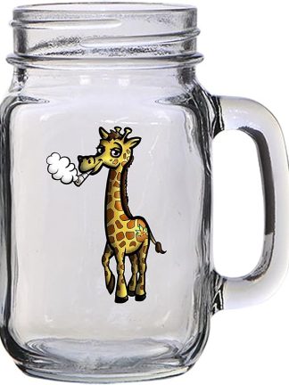 Hat Shark Pot Smoking Pals - Giraffe, Smoking Giraffe, Head In The Clouds, Neck Joints, Tall Boy - 16 oz Mason Jar Glass Mug for Beer Tea Wedding, Engagement Anniversary for Newlyweds