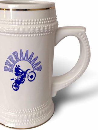 Кружка 3dRose 22 унции - Brrraaaaap Dirtbike Motocross Design в синем векторном формате - Dirtbike MX Braaap