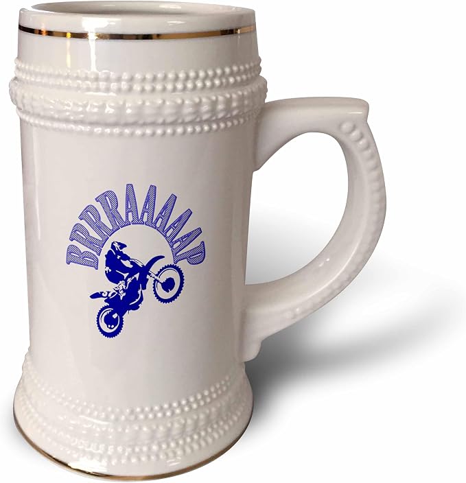 Кружка 3dRose 22 унции - Brrraaaaap Dirtbike Motocross Design в синем векторном формате - Dirtbike MX Braaap