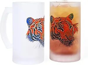 Пивная кружка CafePress Orange Tiger Frosted Stein объемом 16 унций (473 мл) из матового стекла.