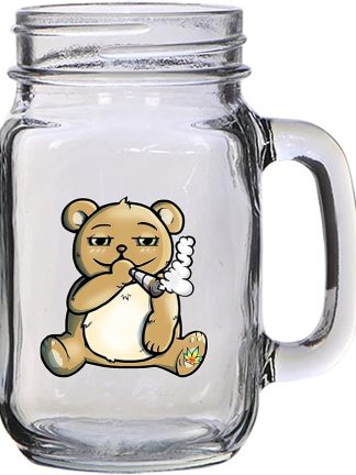 Hat Shark Pot Smoking Pals - Teddy Bear, Smoking Bear, Puff Teddy, Ted, Best Buds - 16 унций (450 мл) стеклянная кружка Mason Jar для пива, чая, свадьбы, помолвки, годовщины и для молодоженов.