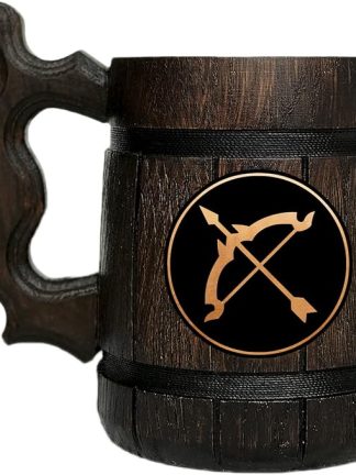 Деревянная кружка с изображением лучника из FFXIV. Подарок для геймеров. Пивная кружка. Персонализированная деревянная пивная кружка. Подарок на заказ для него, подарок для мужа, подарки для мужчин # 570 / 0,6 л / 22 унции