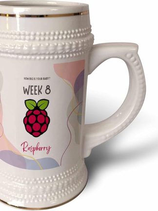 3dRose Изображение малины. Кружка-барбекю объемом 22 унции (stn-388460-1) с надписью How Big Is Your Baby Week 8