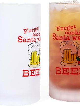 CafePress Santa Wants Beer Frosted Stein 16 oz Frosted Glass Beer Mug