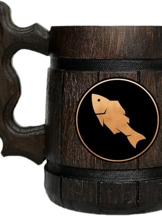 Деревянная кружка Fisher Mug. Подарок для геймеров. Пивная кружка. Персонализированная деревянная пивная кружка. Подарок на заказ для него, подарок для мужа, подарки для мужчин # 588 / 0,6 л / 22 унции