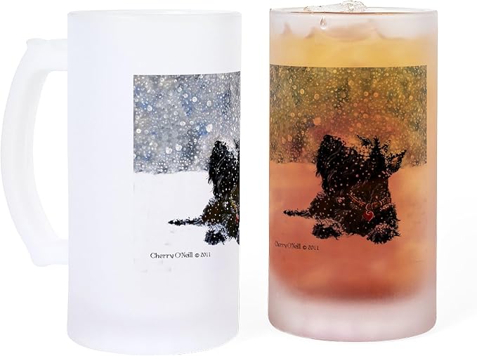 Кружка для пива CafePress с изображением шотландского терьера, рождественская, матовая, 473 мл.