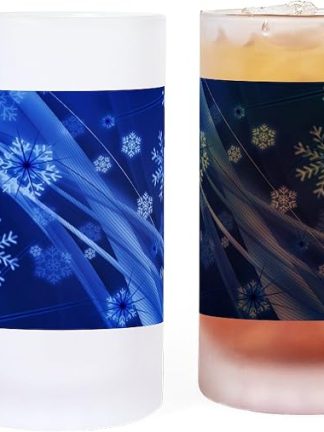 Кружка для пива CafePress «Синие снежинки» с рождественским рисунком, 473 мл, матовое стекло.