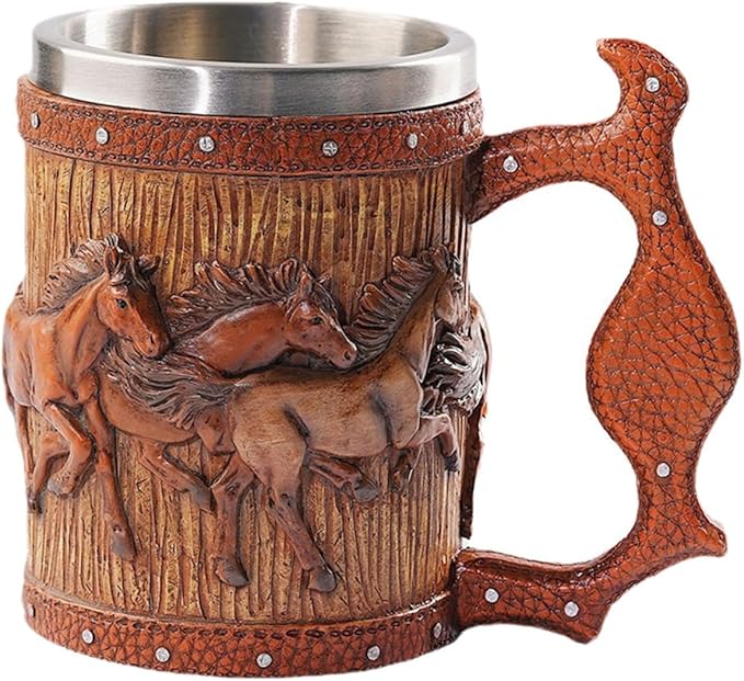 Винтажная пивная кружка ABOOFAN Viking из смолы, большая деревянная бочкообразная кружка, креативная домашняя кружка для воды и кофе, стильный и прочный сосуд для напитков для мужчин.
