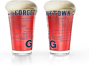 Набор из двух пивных бокалов Greenline Goods Georgetown University Hoyas объемом 16 унций (473 мл) с полноцветным логотипом и картой кампуса – официально лицензированный подарок для выпускников и болельщиков.