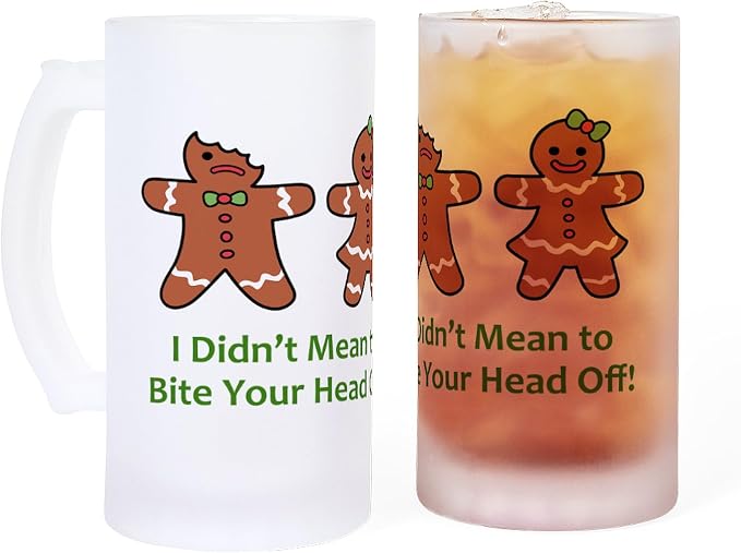 Кружка для пива CafePress Bite Head Off Frosted Stein объемом 16 унций (473 мл) из матового стекла.