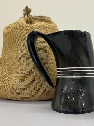 Кружка из рога викинга с джутовым мешочком, пищевая, в средневековом стиле, для пива и медовухи, натуральный средневековый бокал, подарок на Рождество, день рождения или свадьбу.