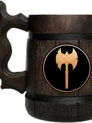 Пивная кружка варвара из D&D. Деревянная кружка-бокал для D&D. Деревянная пивная кружка. Персонализированный подарок для него. Пивная кружка на заказ. Подарок для геймера D&D. Подарок мужу, парню. #331/0.6L/22 унции
