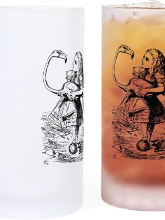 CafePress Alice + Flamingo Frosted Stein 16 oz Frosted Glass Beer Mug