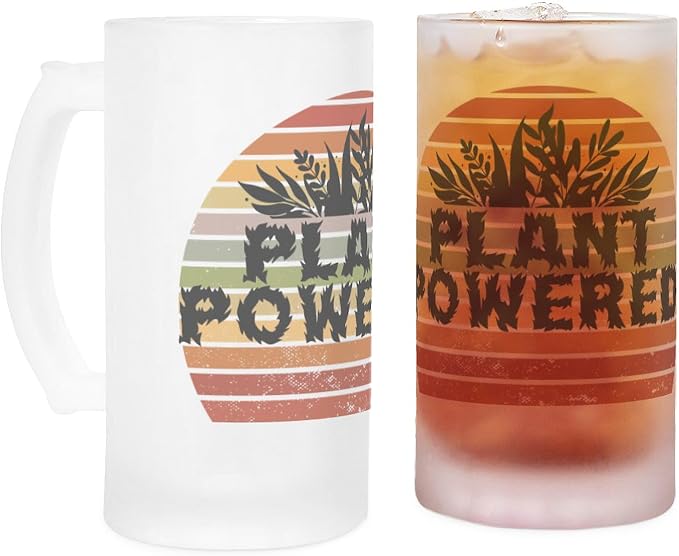 CafePress Забавная ретро-кружка для пива из матового стекла объемом 16 унций, посвященная веганской диете и растительной пище.