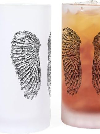 Пивная кружка CafePress Angel Wings Frosted Stein объемом 16 унций (473 мл) из матового стекла.